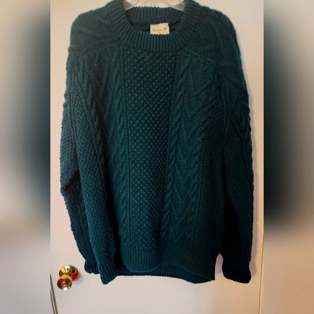 St Patrick Dark Green Cable Knit Sweater
